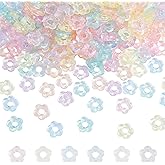 arricraft 300 Pcs Acrylic Flower Beads, Colorful 5-Petal Flower Shape Spacer Beads for DIY Craft Necklaces Bracelets Jewelry Making