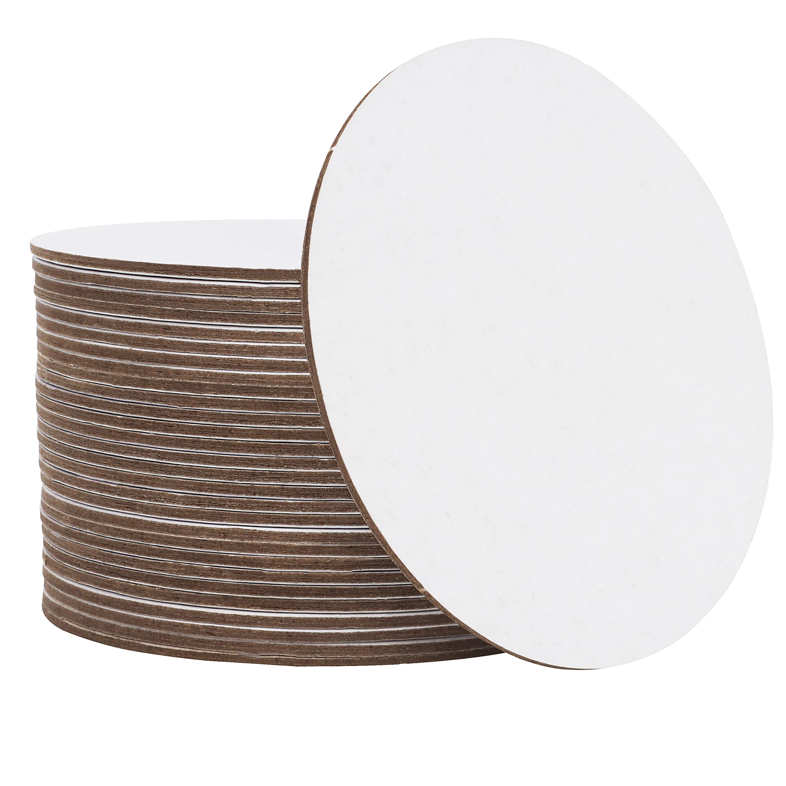 Belle Vous Round Pulpboard Coasters (100 Pack) - 9cm / 3.5 inches Diameter - Blank White Cardboard Beer Mats for DIY Art and Craft Projects, Letterpress Paper Designs, and Home/Wall Decorations