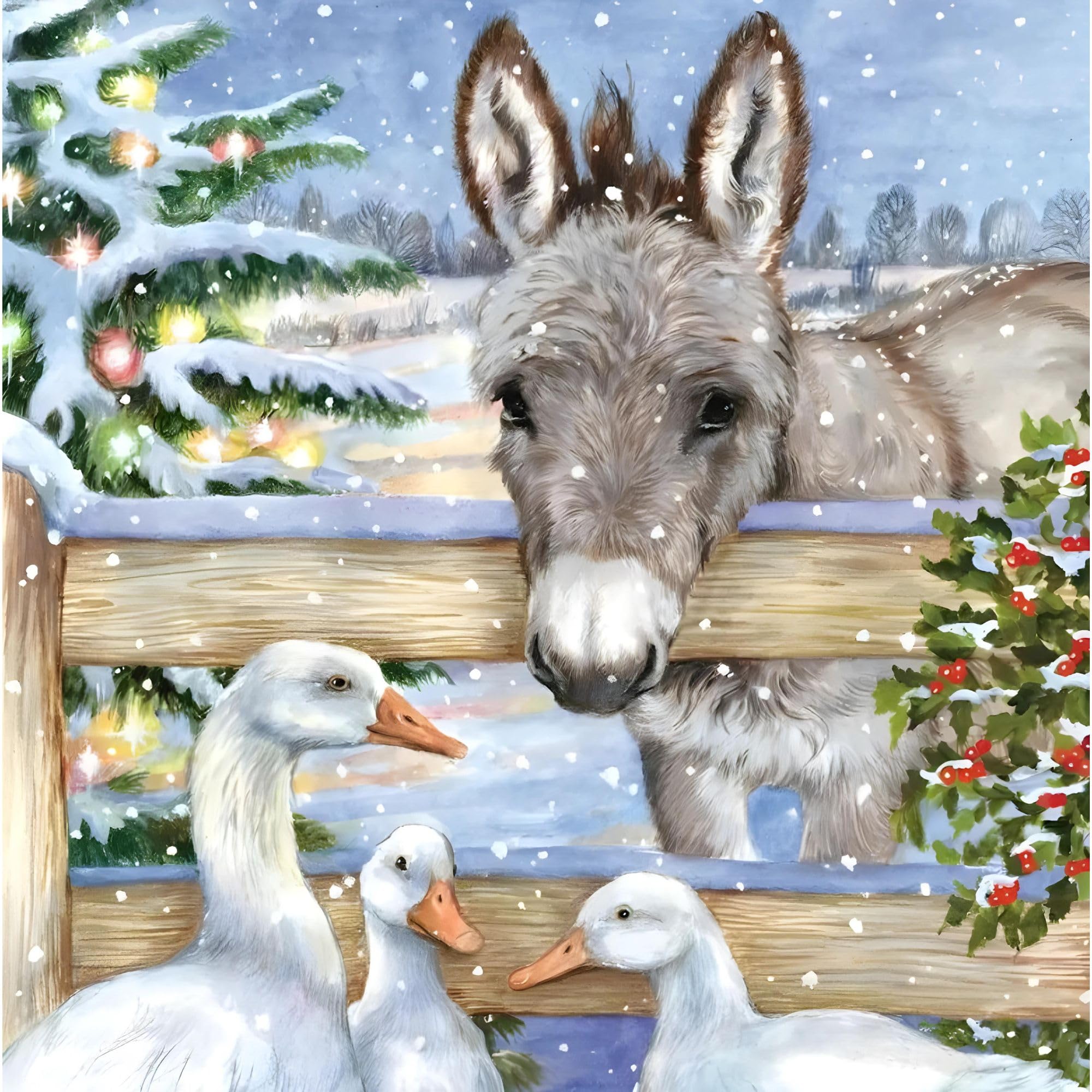 GBCC Charity Christmas Cards Pack of 10 - Charity Christmas Cards with Donkey and Geese Design - Eco-Friendly Xmas Cards Multipack with Envelopes