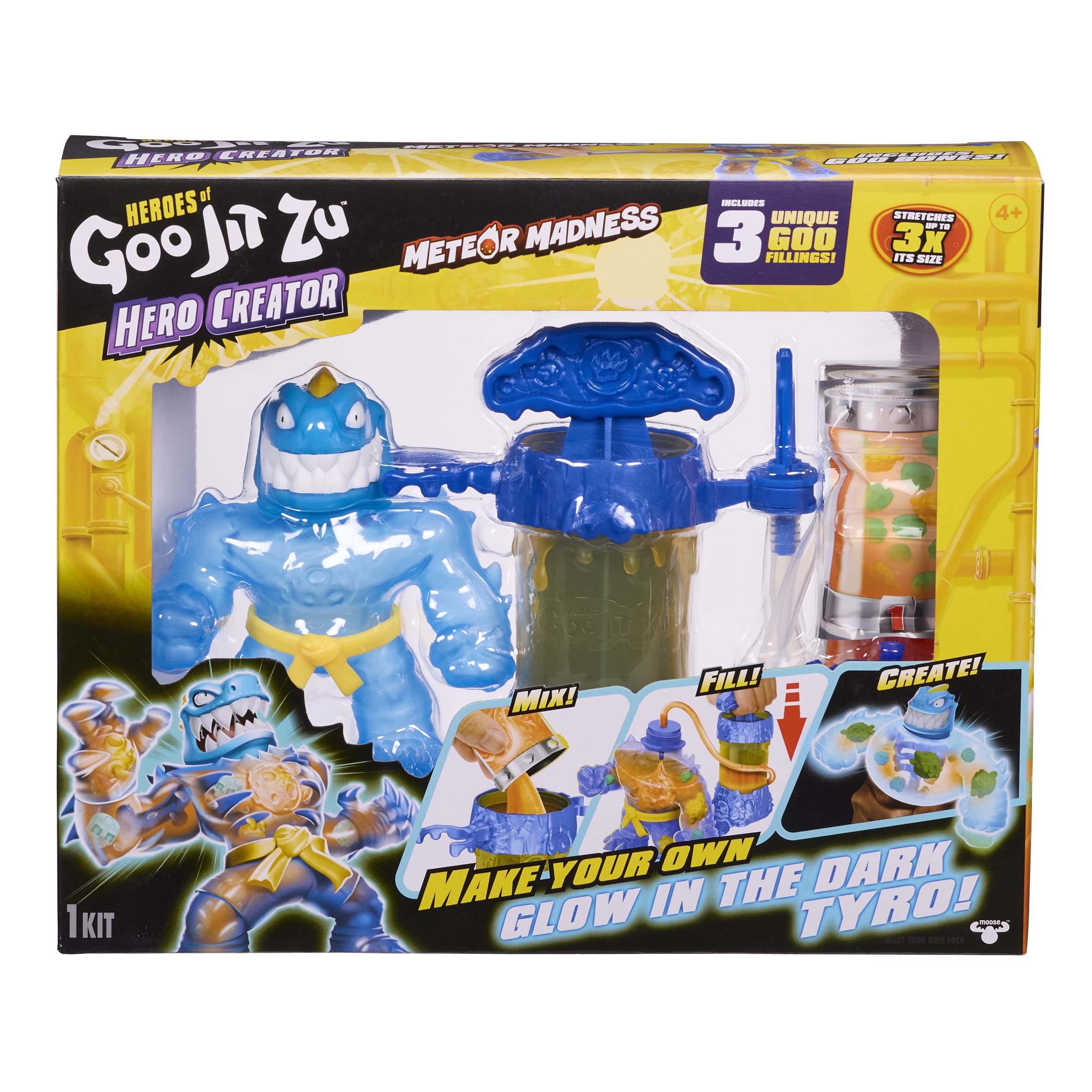 Heroes of Goo Jit Zu Hero Creator Tyro, With 3 Unique Goo Fillings, Mix, Fill & Create Your Own Stretchy Action Figure