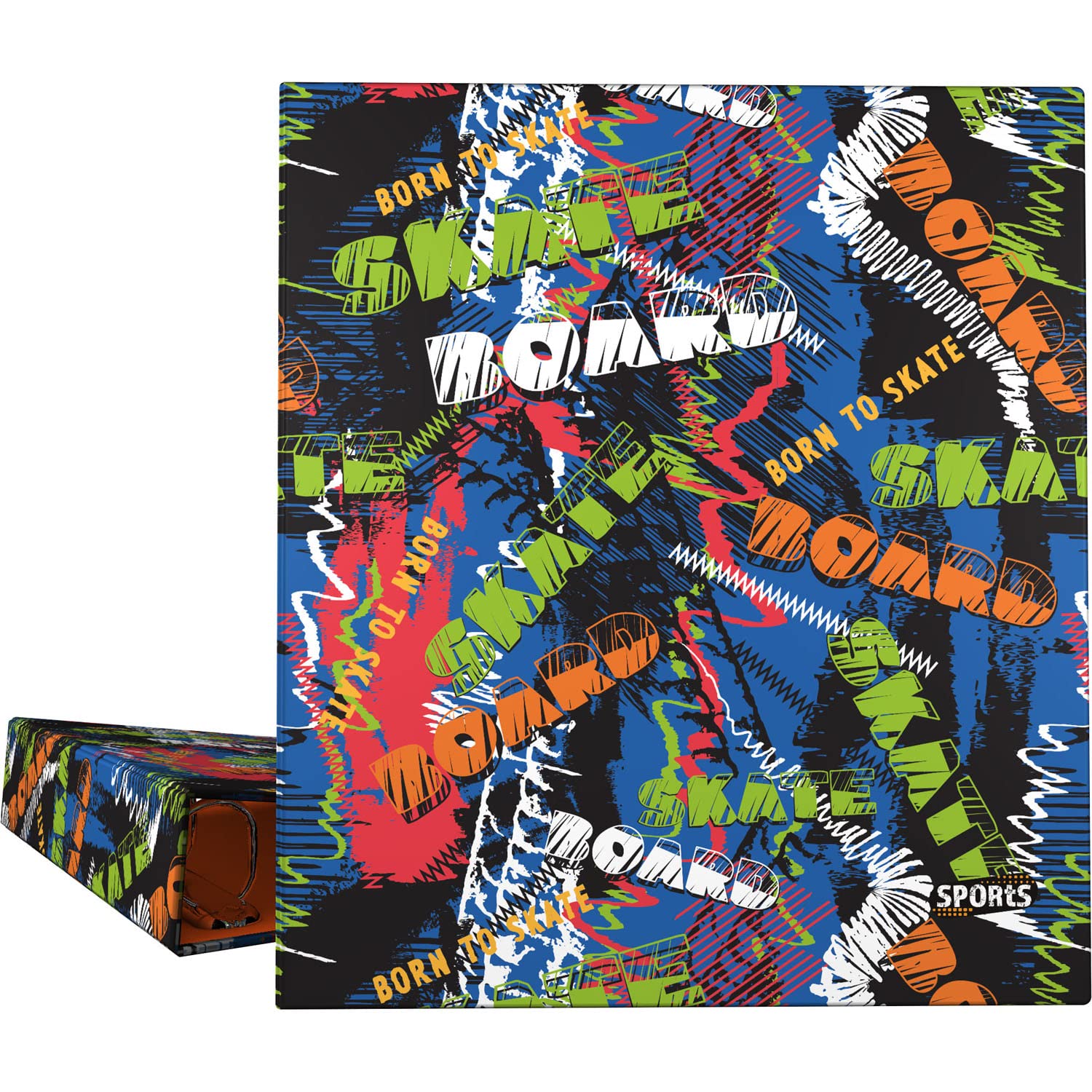 Grafoplás 88172652. A4 Ring Binder, 4 Mixed Rings 40 mm, Soft Anti-Fingerprint, Sports Collection, Skate