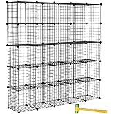 TUMUCUTE Wire Cube Storage Organizer, 25-Cube Modular Mental Grids Bookshelf, DIY Stackable Closet Cabinet for Bedroom Living Room, Office, Iron