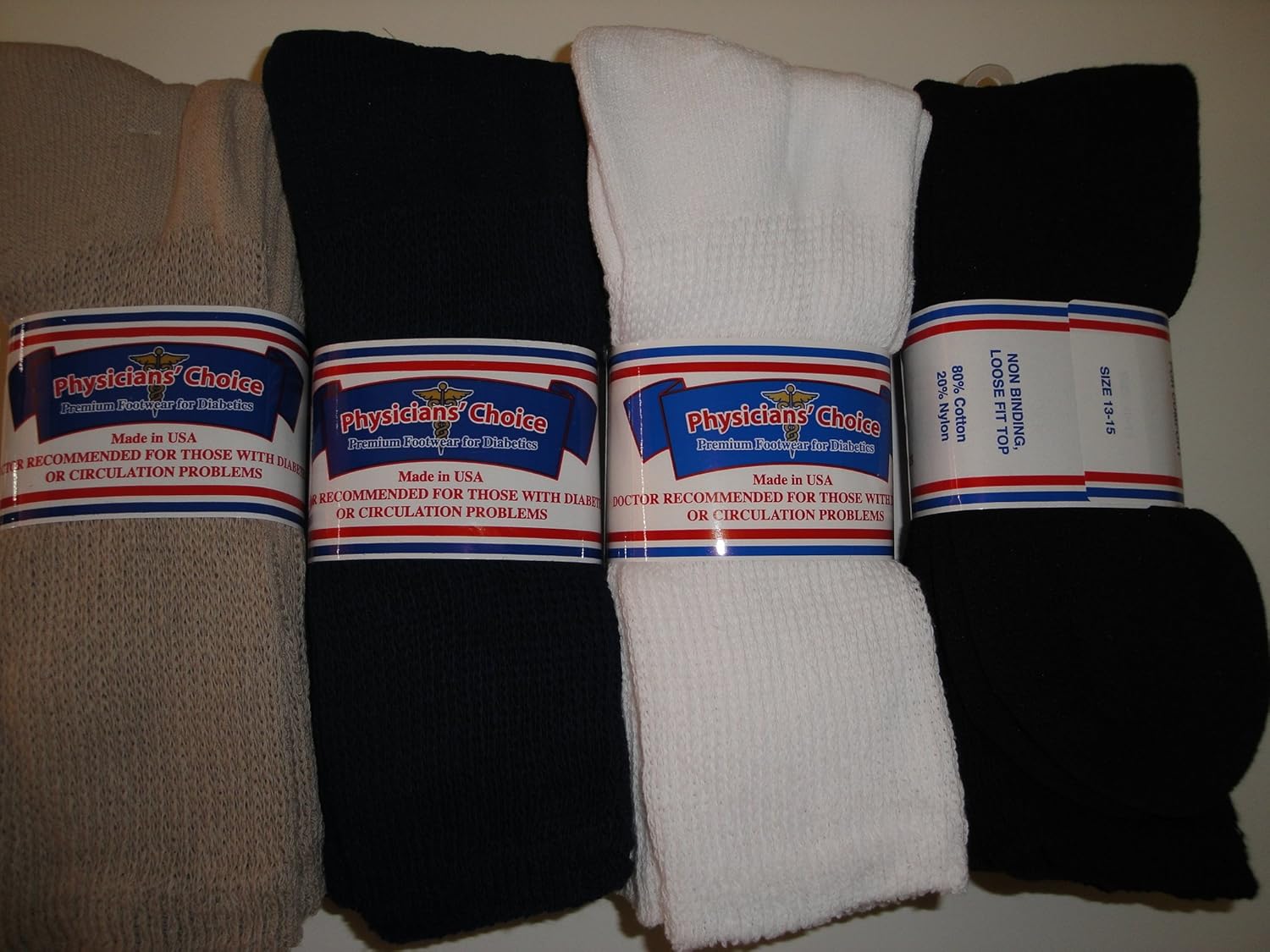 Mens Diabetic socks size 1315 Black, Tan, Navy and White
