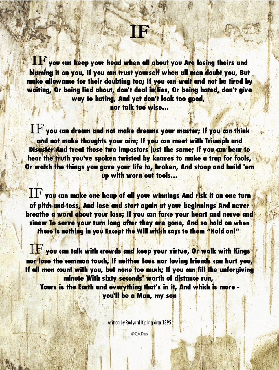 Amazon If Poem By Rudyard Kipling in 1895 Author of the Jungle Book 8 5x11 22x28 Cm Rustic Barn Bark Wood Art Card Posters & Prints