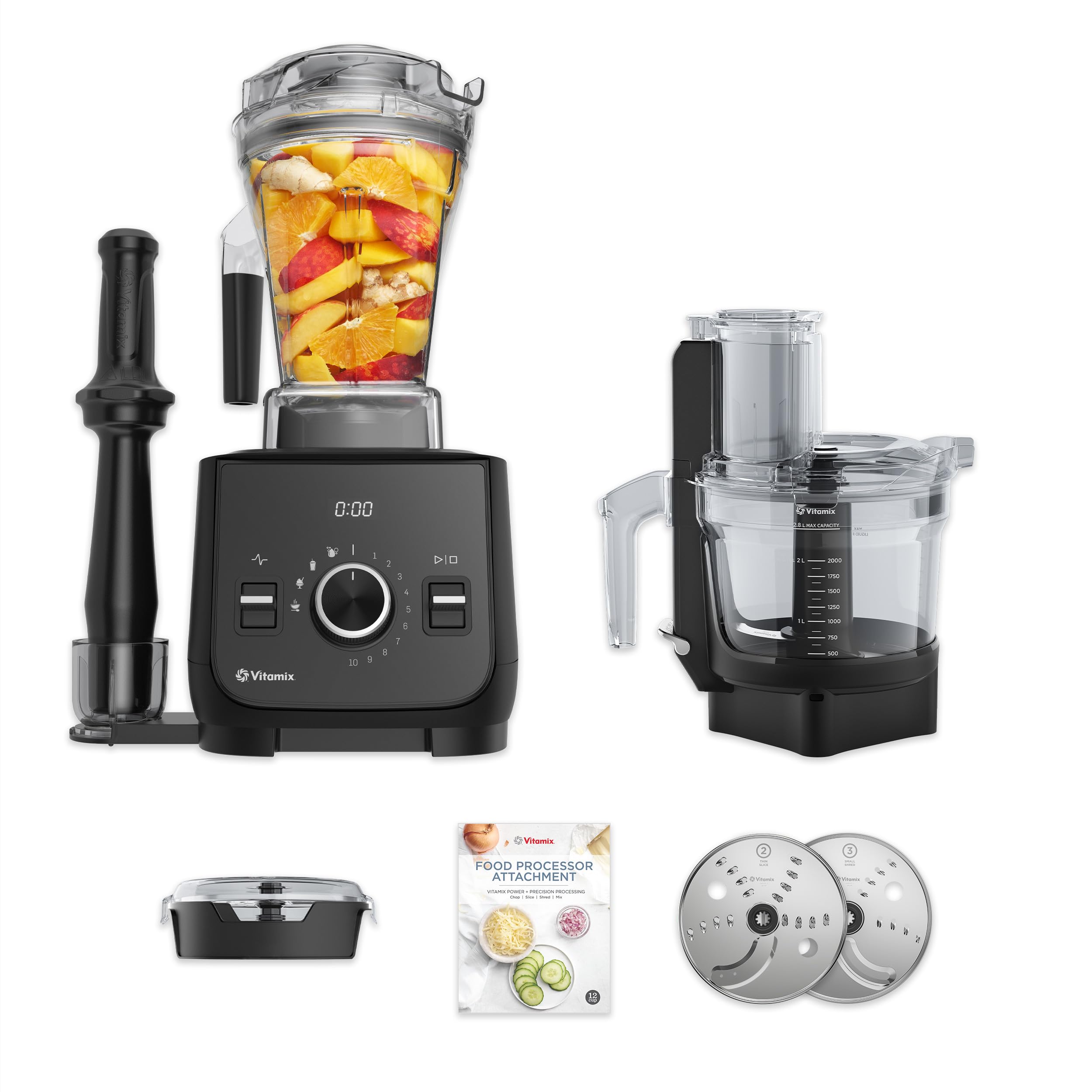 Sistema de cocina Vitamix Ascent X2 SmartPrep con accesorio para procesador de alimentos, recipiente de 48 onzas con AUTODETECCIÓN, negro sombra