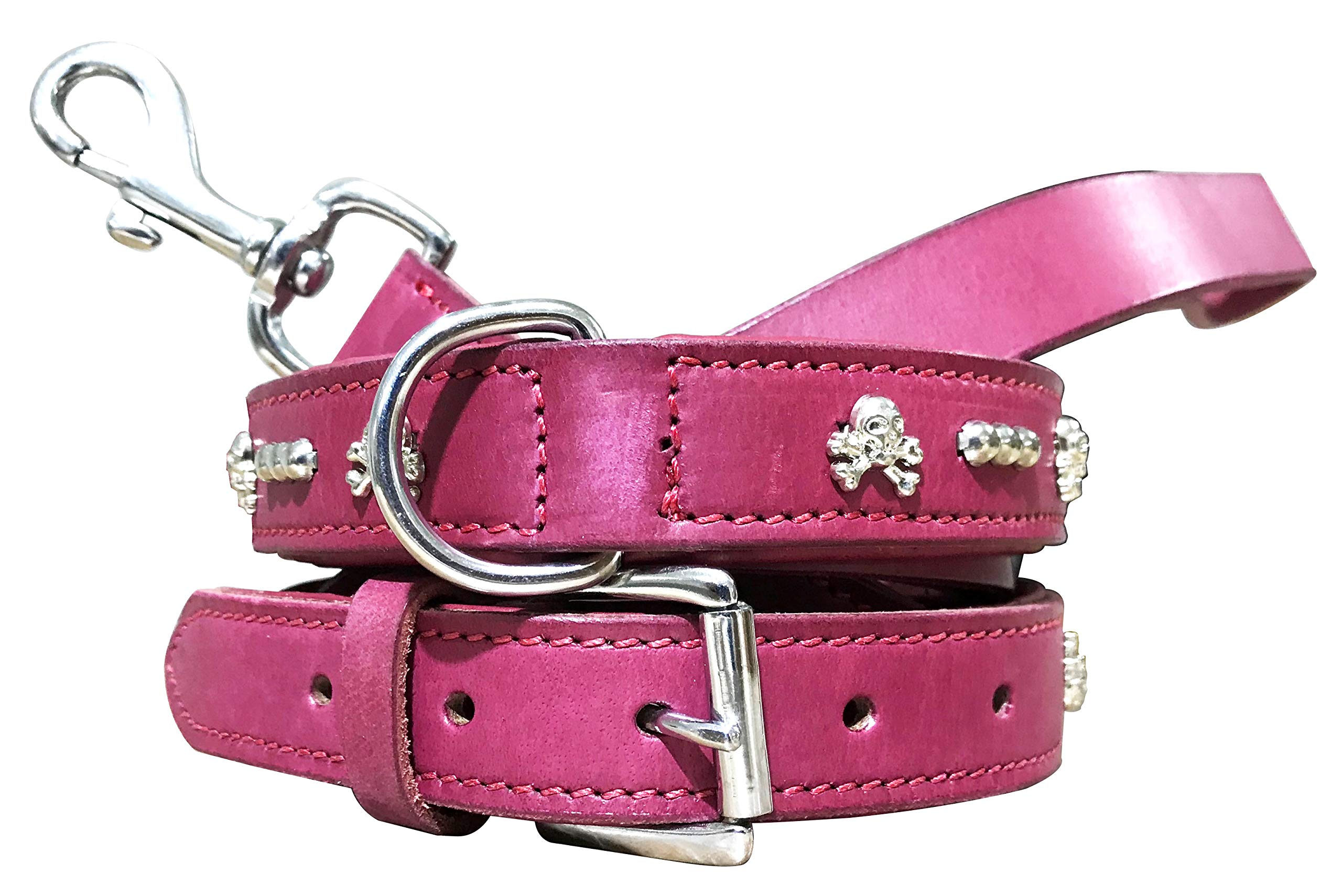 BRADLEY CROMPTON Genuine Leather Matching Pair Dog Collar and Lead Set M