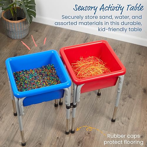 ECR4Kids 2-Station Sand and Water Adjustable Play Table, Sensory
