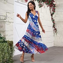 CHRATLHI 4th of July Dresses Sexy Party Maxi Summer
