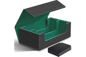 Homthy 1200+ Card Deck Case for Trading Cards, Leather Magnetic Closure Commander Card Storage Box Magic Card Protectors Fit for YuGiOh, MTG and Sport Cards (Green)