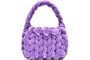 ALZOEAR Handwoven Tote Bags for Women Chunky Yarn Knit Shoulder Bag Handmade Braided Purse