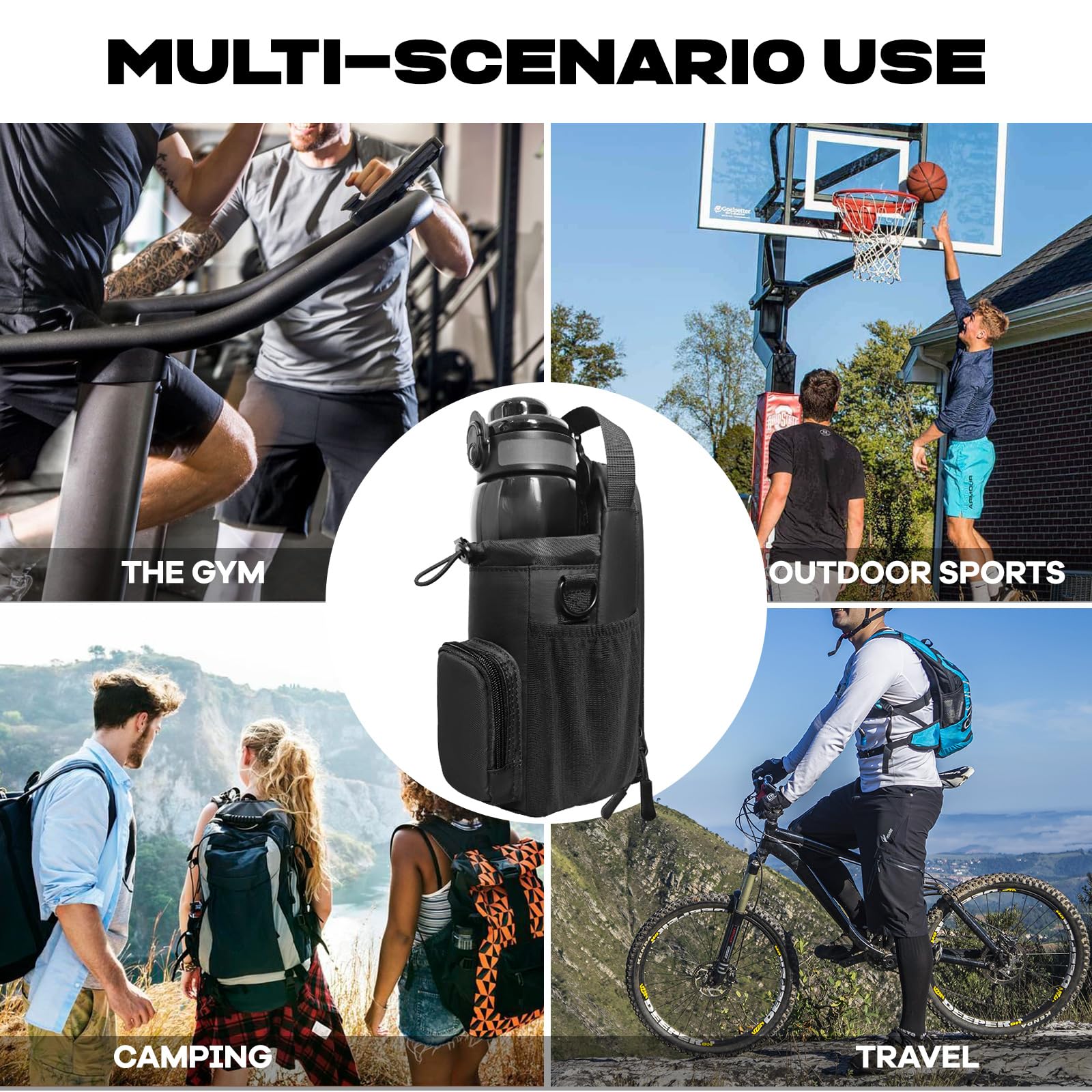 Magnetic Gym Bag for Men, Magnetic Water Bottle Holder, Small Gym Bag for Men, Gym Gifts,Gym Accessories for Women (Black)