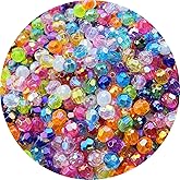 Tingoons 200 PCS 10mm Acrylic Faceted Spacer Beads AB Color Glossy Round Loose Beads for Jewelry Making Bracelet Necklace Earring Ornament Wind Chimes Key Chains(Multicolor)