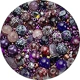 Assorted Glass Resin Beads Multi Size Colors Smooth Cracked Gravel Millet Spacer Beads for Bracelets Necklace Earring DIY Jewelry Making Craft(Deep Purple Series)