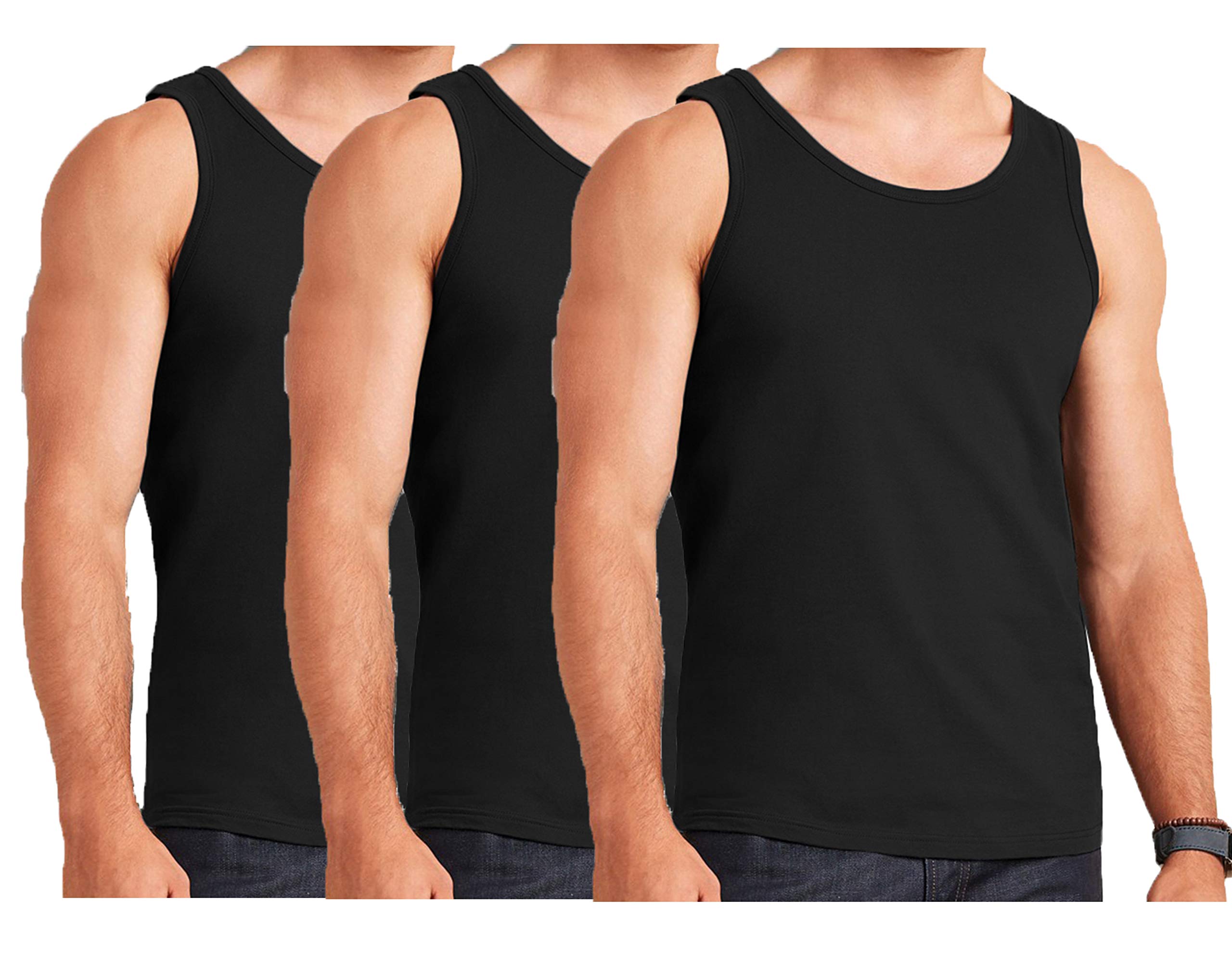 Mens Vest 100% Cotton Gym Training Tank TOP T Shirt MESH Sleeveless Summer Gym (Small, Black)