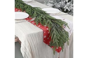 Artgar Pine Garland - 6Ft Christmas Garland - Pine Garland Realistic - Artificial Green Cedar Garlands Christmas Decorations for Home Mantel Stairs Dining Table Christmas Decor (White-Green)