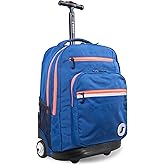 J World Sundance Laptop Rolling Backpack for Girls Boys. Roller Bookbag with Wheels, Navy