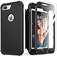 IDweel for iPhone 8 Plus Case, for iPhone 7 Plus Case with Tempered Glass Screen Protector, 3 in 1 Shockproof Slim Hybrid Heavy Duty Hard PC Cover Soft Silicone Bumper Full Body Case, Black