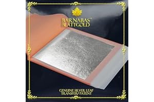 Barnabas Blattgold Edible Silver Leaf - Cake Decorations, Transfer Patent for Cupcakes - 3.75 inches, Book of 25