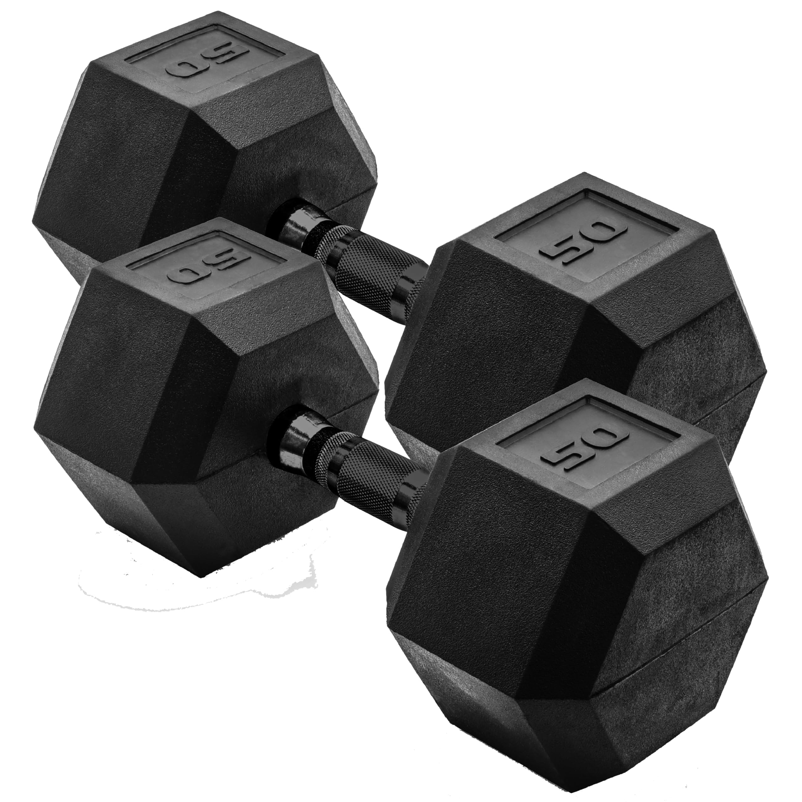 Photo 1 of CAP Barbell 50 LB Rubber Coated Hex Dumbbell Hand Weight - Pair | Black Handle