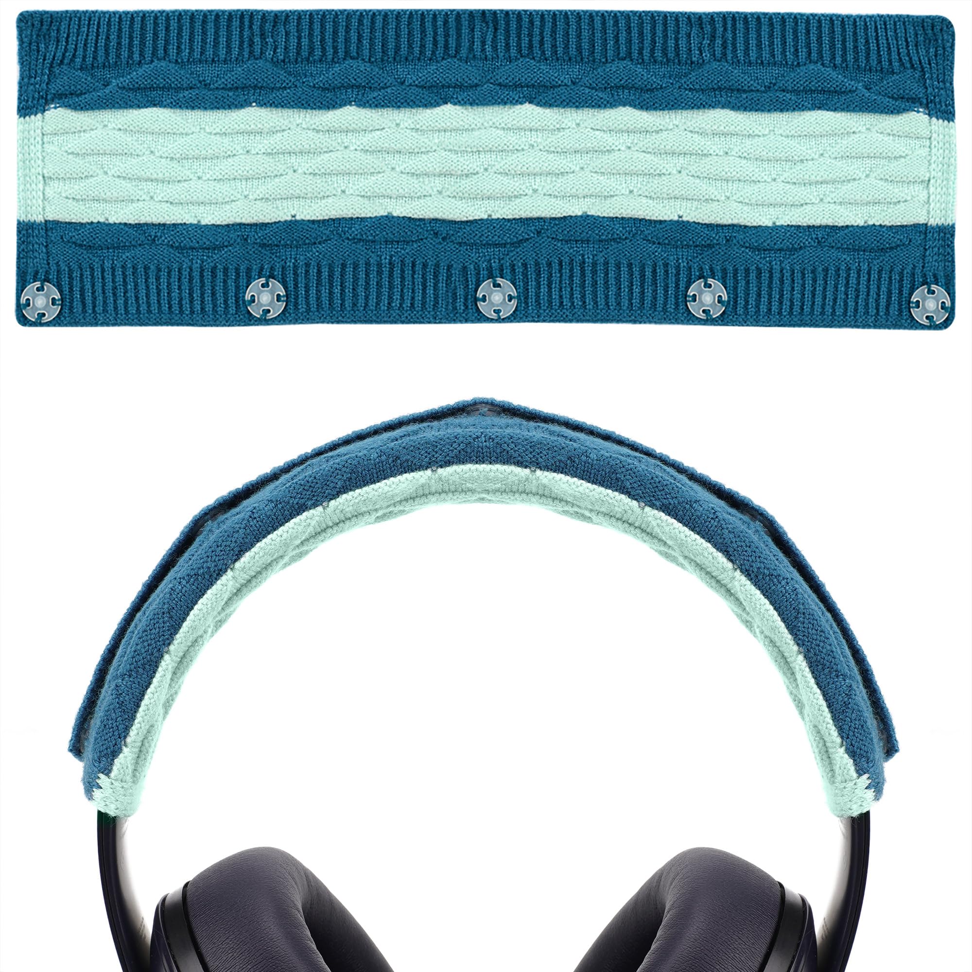 Geekria Knit Fabric Headband Cover Compatible with Bose QC 35II, QC 25, Beats Studio3, Studio2.0, Sony WH1000XM5, Sennheiser Urbanite XL Headphones, Replacement Repair Part (Pop Blue)