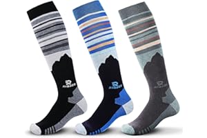 RIOROO Ski Socks Merino Wool,2/3 Pairs Pack Skiing and Snowboarding Socks For Men Women Youth,Winter Knee High Thermal Socks
