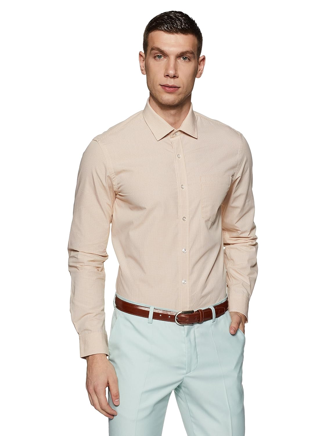 arrow men's checkered slim fit formal shirt