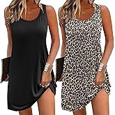 Ekouaer Nightgowns for Women 2 Pack Sleeveless Sleepwear Tank Sleep shirts Chemise Nightshirt S-XXXL