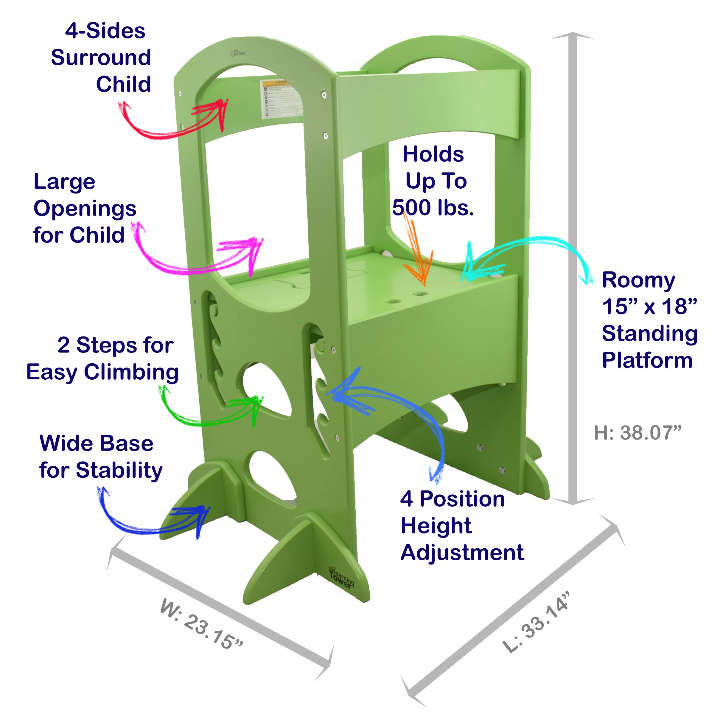 Little Partners Learning Tower Kids Step Stool Adjustable Kitchen