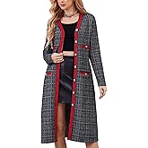 M.Infisavo Women’s Long Cardigans Tweed Lightweight Midi Length Sweater Long Sleeve Coats with Pockets Button Closure
