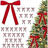 30 Pack Vintage Velvet Bows for Christmas Tree, Elegant Velvet Ribbon Bows for Garland Wreath Decorations, Xmas Tree Ornaments Indoor Home Decorations, 5 * 7inch, Red