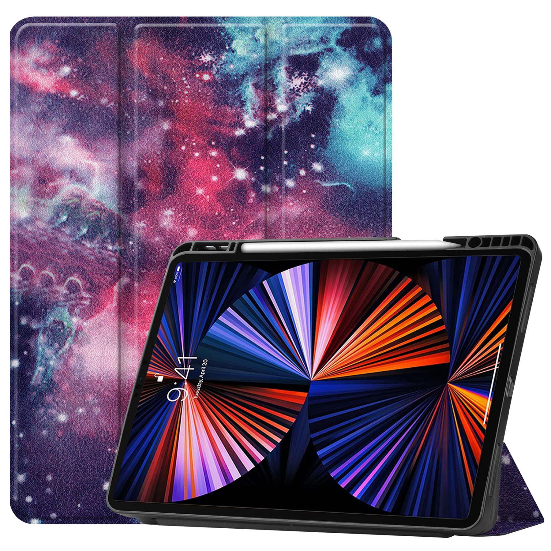 Lobwerk Case for Apple iPad Pro 12.9 2021 5th Generation 12.9 Inch Smart Cover Case with Stand Function and Auto Sleep/Wake Function