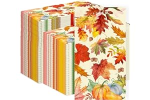 TBSONE Fall and Thanksgiving Paper Napkins Disposable: Guest Dinner Hand Towels, Cocktail Party Decorations, Autumn Maple Leaves and Pumpkin Pattern (4.3x7.9 Inches, 100, Count)