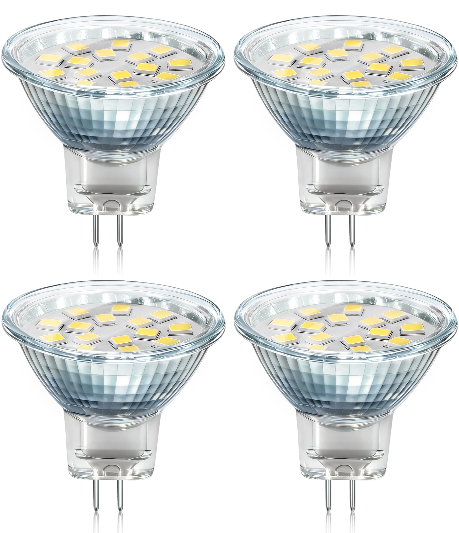 Akynite MR11 GU4 2W LED Cool White 6000K, 35mm Small Size, 250LM, AC DC 12V-24V, 120° Angle with Glass Cover, MR11 10W-20W Halogen Replacement, No Flicker GU4 12V Spotlight Under Cabinet Bulb, 4pcs — image 1