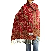 Falari Women's Woven Reversible Paisley Pashmina Shawl Wrap Scarf 80" x 27"