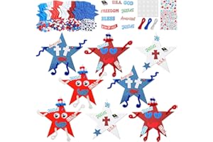 Rotatingpals 24 Sets 4th of July Patriotic Religious DIY Crafts for Kids 909 Pcs Jesus Patriotic Stickers Crafts Red White Blue Star Foam Shapes Patriotic Arts and Crafts Classroom Activities