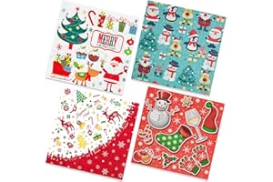KEKJA 40Pcs Christmas Cocktail Luncheon Napkins, 4 Festive Designs Holiday Napkins with Santa, Snowman, Trees, Cardinals, Reindeer isposable Paper for Xmas Party, Winter Events (Christmas)