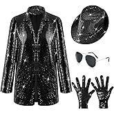 Mepase 4 Pcs Women's Dance Star Costume 80s 90s Disco Retro Costume Pop Stage Cosplay Party Halloween Role Play