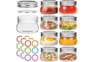 Mini Glass Mason Jars 4 oz - 8 Pack Canning Jars with Regular Mouth Lids - Reusable Storage Containers for Jam, Honey, Jelly,