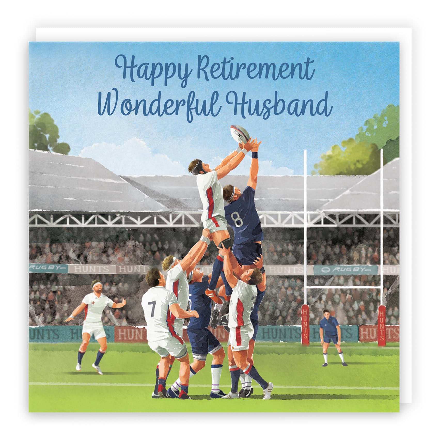 Hunts England - Rugby Fun Retirement Card For Husband - Milo's Gallery - Sport Husband Retirement Card - Retiring Card For Rugby Fan Husband