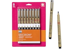 SAKURA Pigma Micron Fineliner Pens - Archival Black Ink Pens - for Writing or Drawing for Artists, Crafters & DIY Gifts Projects - Assorted Point Sizes - 8 Count