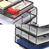 EasyPAG 2 Tier A4 Mesh In Trays Desk Tidy Stackable File Holder Black view 4