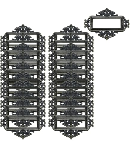 Lot 20 Porte-étiquettes Métal Pour Tiroirs – 48x38mm, Noir, Pour Bureau, Bibliothèque