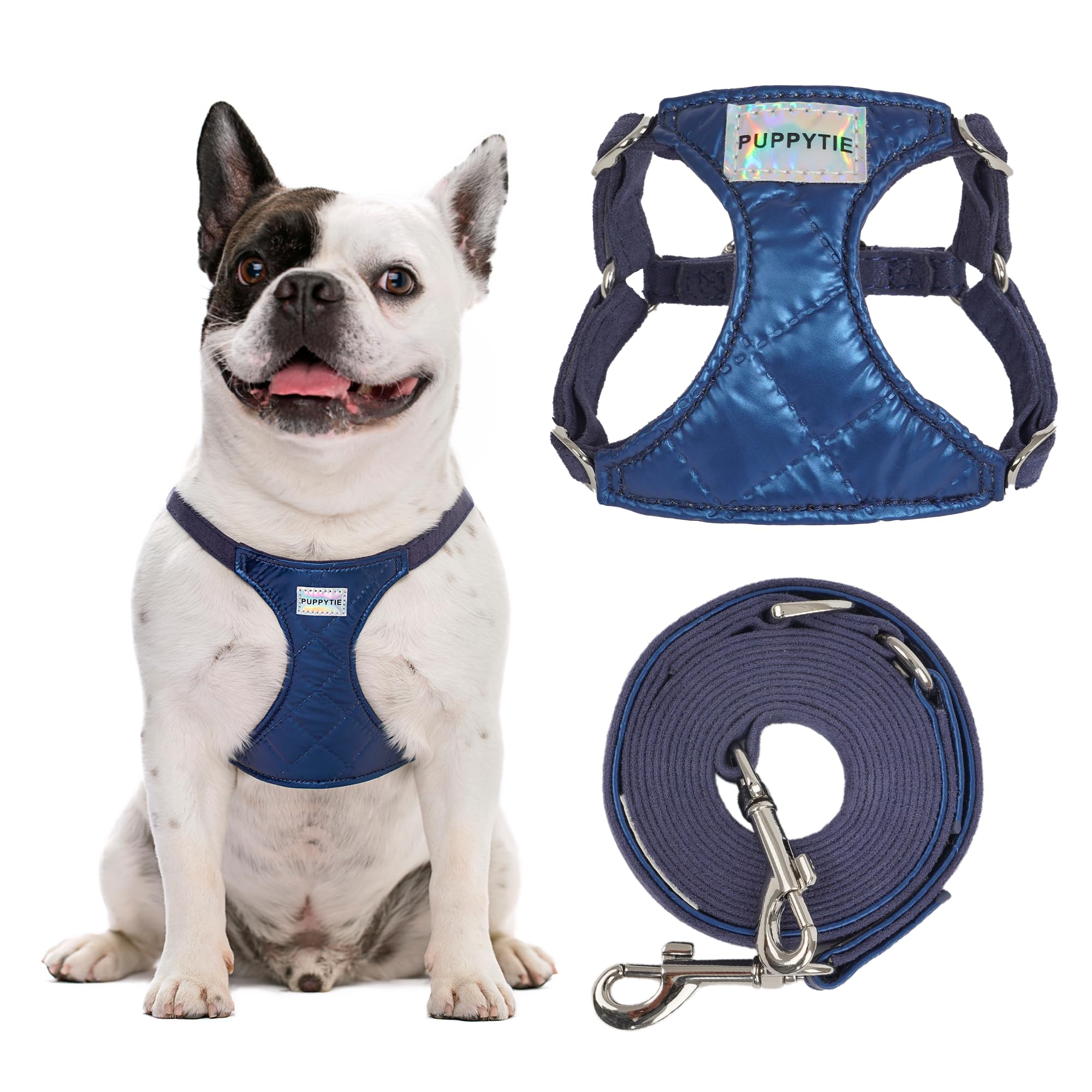 No Pull xs Dog Harness with Multifunction Dog Leash,Soft Adjustable No Choke Escape Proof Pet Harness Vest,Glossy Sapphire Blue ,XXS — image 1