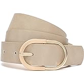 Tanpie Womens Leather Waist Belts for Jeans Pants with Gold Buckle