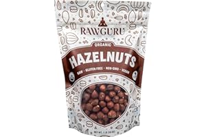 RawGuru Organic Unsalted Hazelnuts, Raw | Keto | Vegan | Kosher | Paleo | Gluten Free Snacks | Superfood, 16 oz.