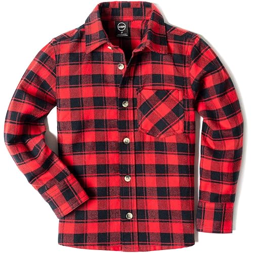 CQR Kids Little Boys Girls Baby Plaid Flannel Shirt Long Sleeve
