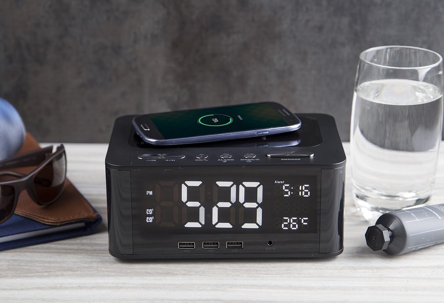 altec lansing wireless charging bluetooth dual alarm clock