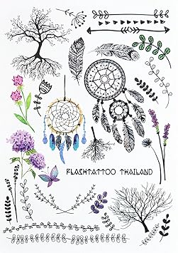 TRAUMFÄNGER BLUMEN TEMPORÄRE TATTOOS FAKE TATTOOS LC874 Viele Motiven auf ein Bogen