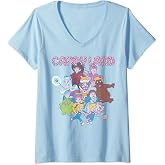 Womens Candy Land Retro Game Characters Group Shot Logo V-Neck T-Shirt