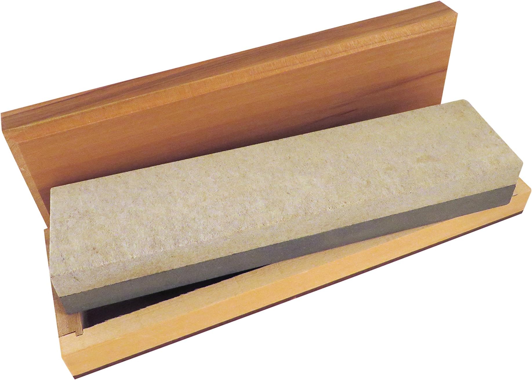 Natural Authentic Combination Soft (Medium) and Black (Ultra Fine) Knife Sharpening Bench Stone Whetstone 8" x 2" x 1" in Wood Box NWS-B/S-8x2x1